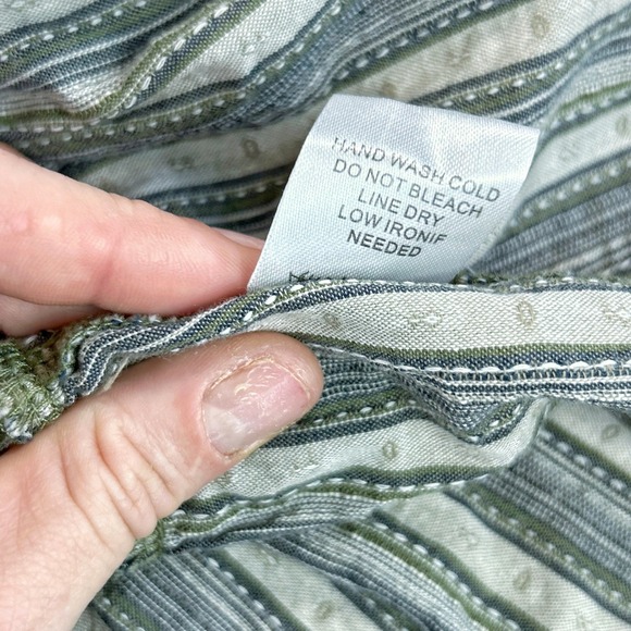 Altar'd State Women's M Dress Green Striped Sleeveless Ruffle Wrap Mini Casual - Picture 6 of 9